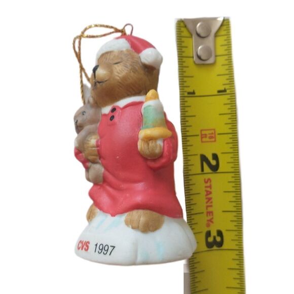 Vintage CVS Traditions Ceramic Ornament Teddy Bear Christmas 1997 Xmas Holiday - Picture 2 of 12